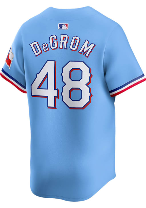 Jacob DeGrom Texas Rangers Mens LIGHT BLUE Alt 2024 Limited