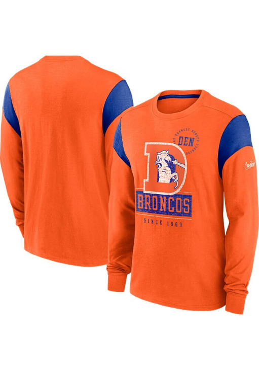 Nike Denver Broncos Orange Historic Sleeve Stripe Long Sleeve Fashion T Shirt