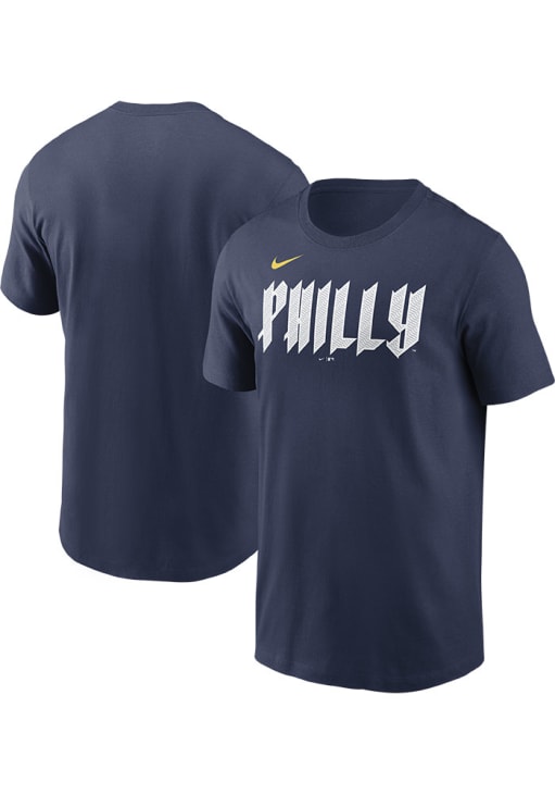 Nike Philadelphia Phillies Navy Blue City Connect Wordmark Short Sleeve T Shirt