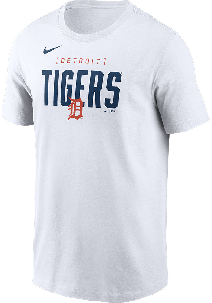 Nike Detroit Tigers ベースボールシャツ Nike Detroit Tigers WHITE Home Team Bracket Short Sleeve T
