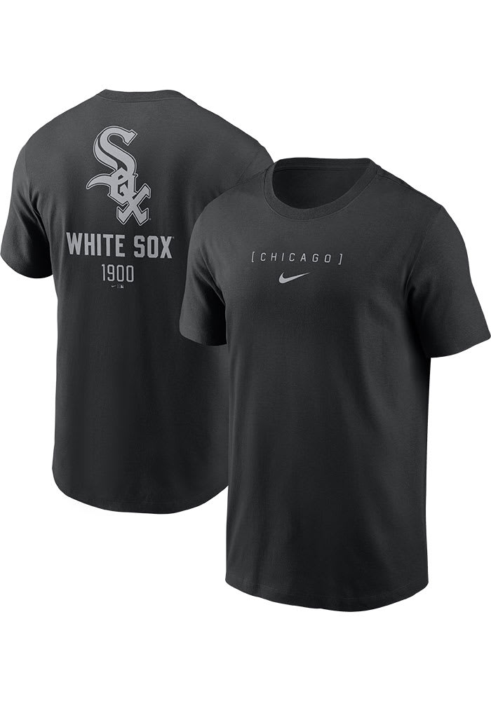 Nike Chicago White Sox BLACK Large Logo Back Stack Short Sleeve T