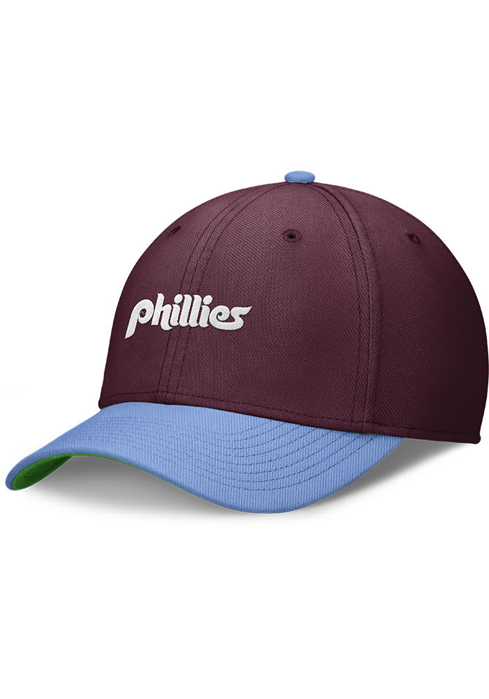 Nike Philadelphia Phillies Mens Maroon Cooperstown Dri Fit Rise 2T Swooshflex Flex Hat