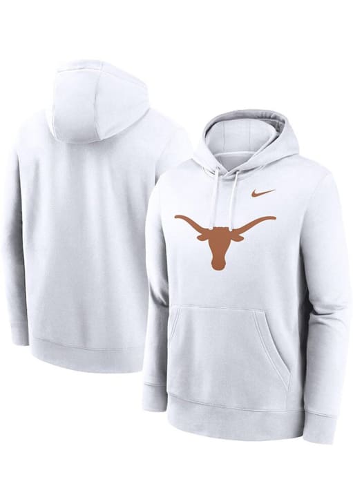 Nike Texas Longhorns Mens White Club Fleece Long Sleeve Hoodie