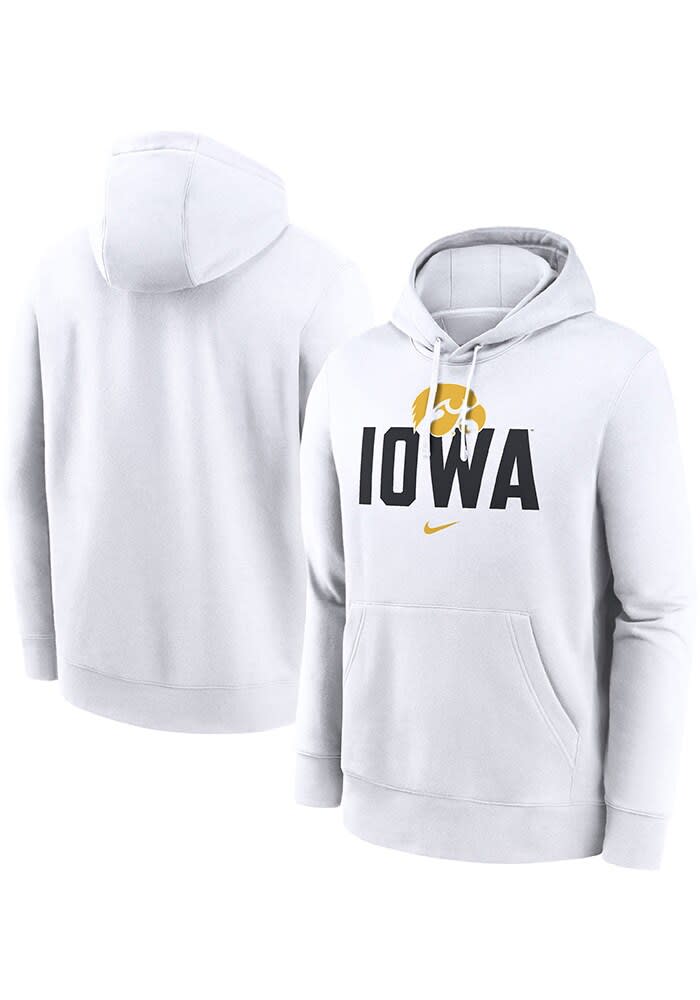 Nike Mens White Iowa Hawkeyes Club Fleece Hoodie