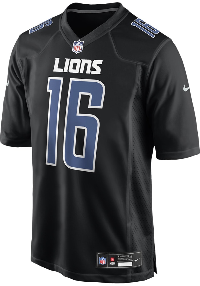 Detroit Lions No16 Jared Goff Black Women's Stitched Limited Rush Jersey