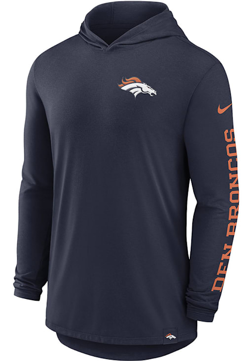 Nike Denver Broncos Mens Navy Blue Blitz Dri-Fit Long Sleeve Lightweight Hoodie