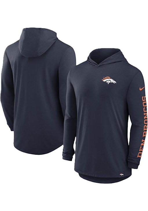Nike Denver Broncos Mens Navy Blue Blitz Dri-Fit Long Sleeve Lightweight Hoodie