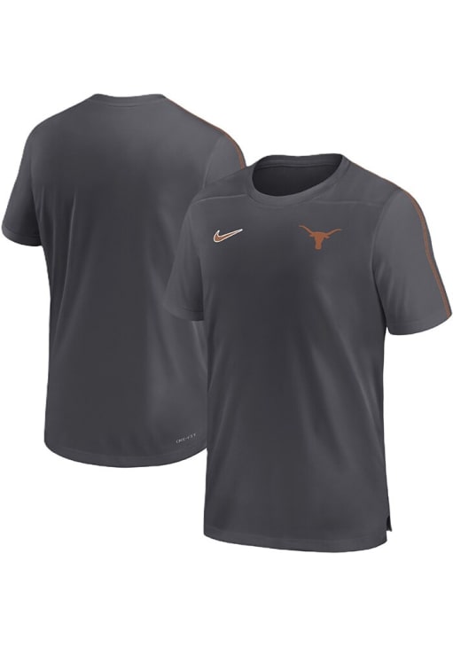 Nike Texas Longhorns Grey Sideline Coach Short Sleeve T Shirt