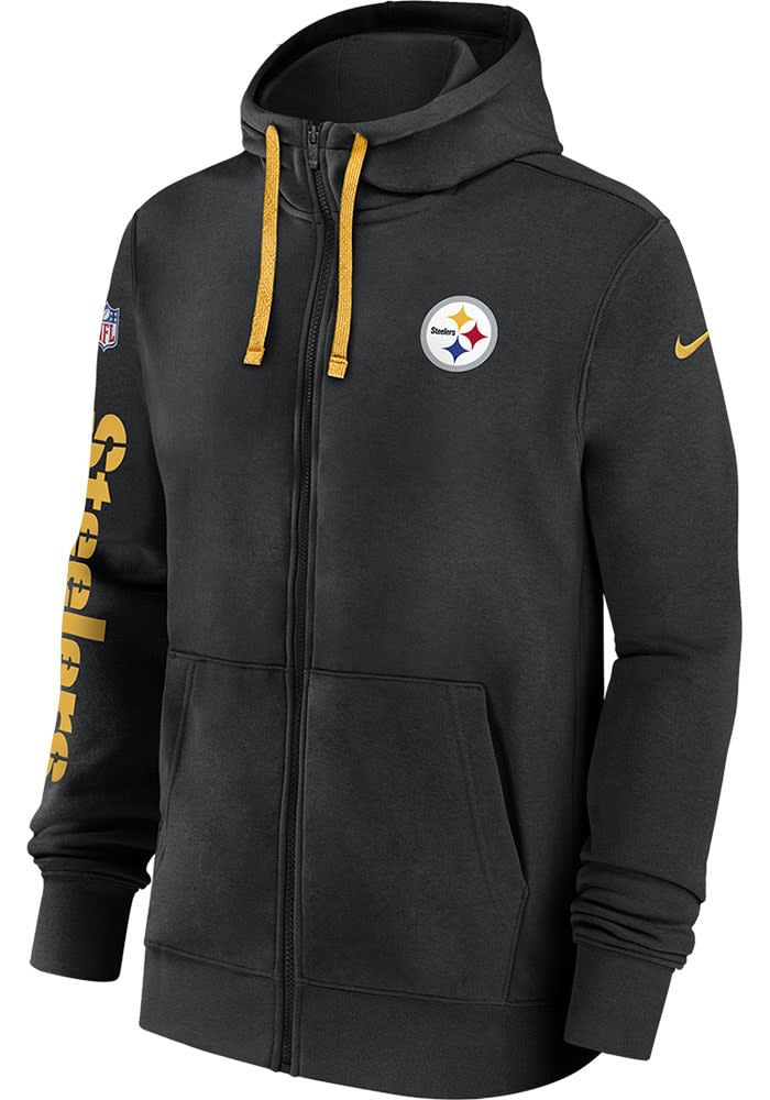 Nike Pittsburgh Steelers Mens BLACK Sideline Club Full Zip