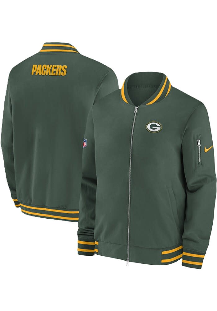 Nike Green Bay Packers Mens GREEN Sideline Bomber Medium Weight