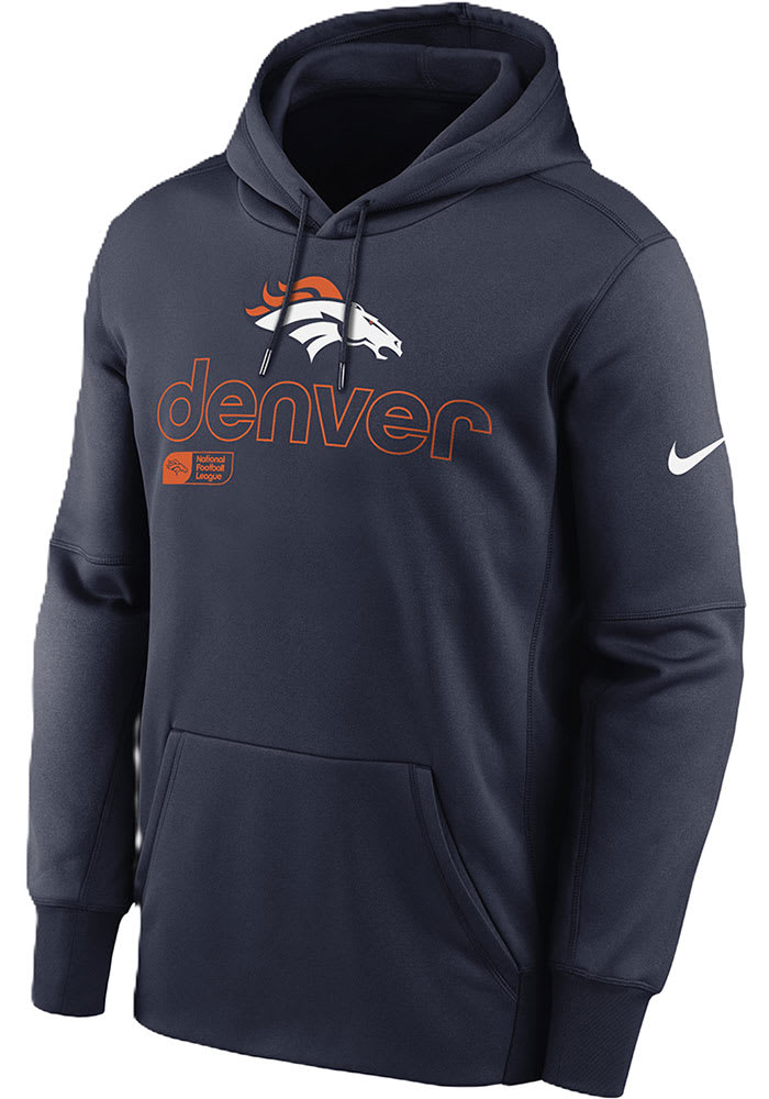 Denver Broncos Mens Nike NAVY Therma Hood - 173204831