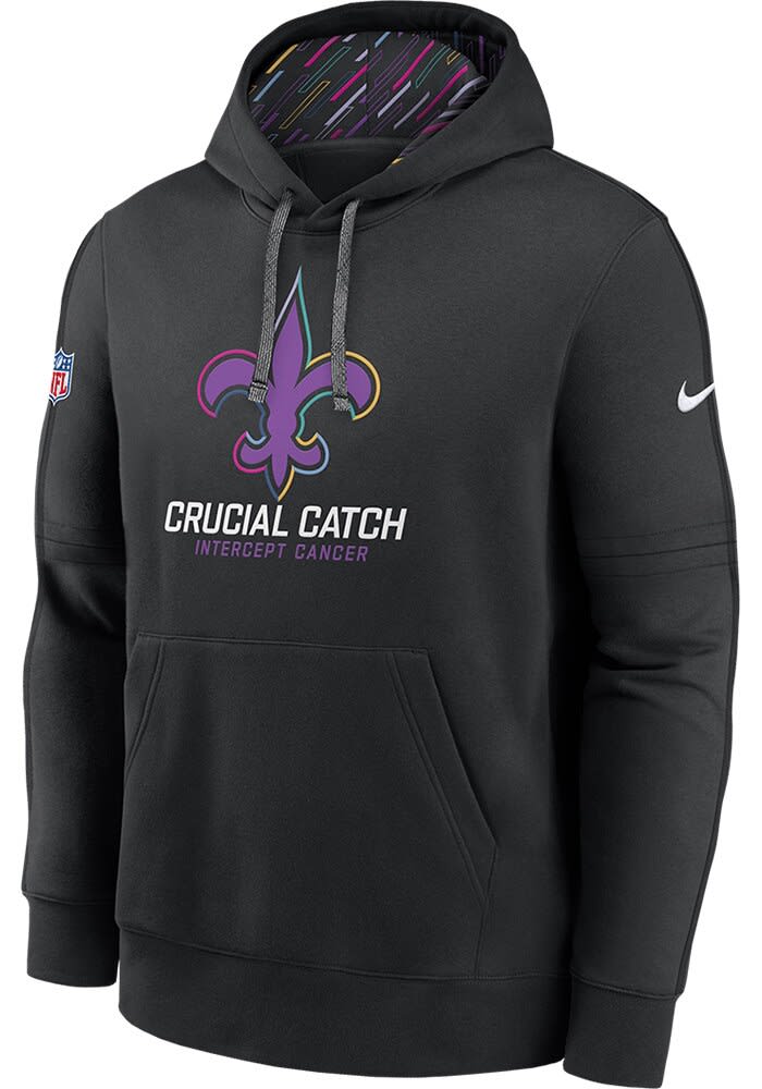 New Orleans Saints Mens Nike BLACK Crucial Catch Design Hood