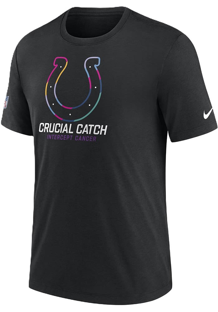 Nike Indianapolis Colts BLACK Crucial Catch Design Short Sleeve Fashion T Shirt