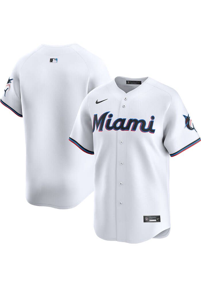 Nike Miami Marlins Mens WHITE Home 2024 Limited Baseball Jersey