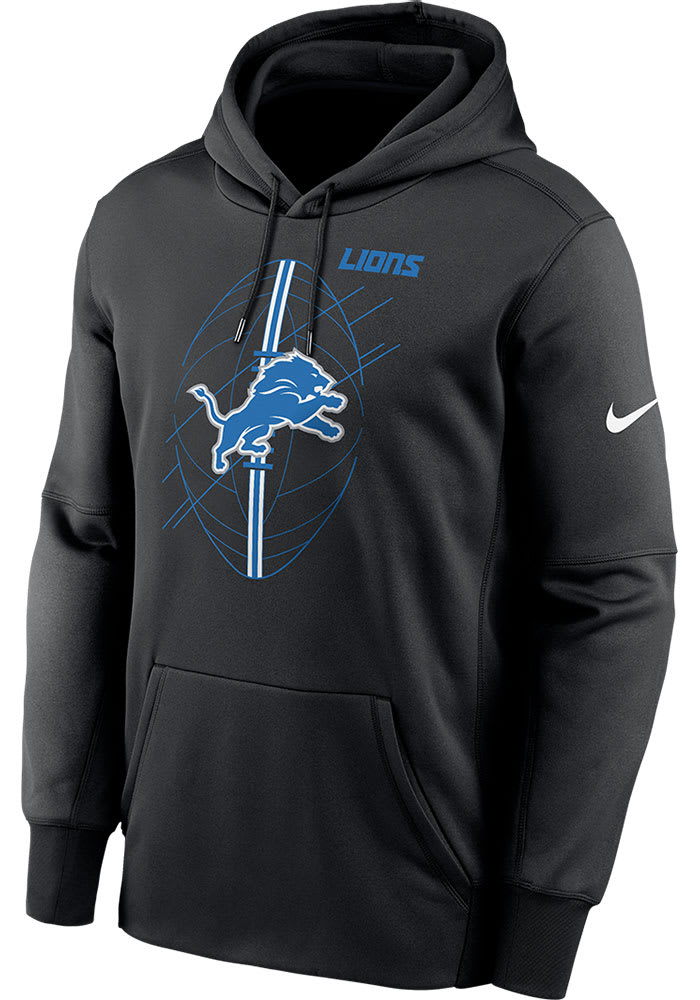 Detroit Lions Mens Nike BLACK Therma Hood