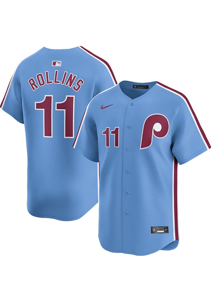 Jimmy Rollins Philadelphia Phillies Mens Alt Limited Limited Baseball Jersey LIGHT BLUE