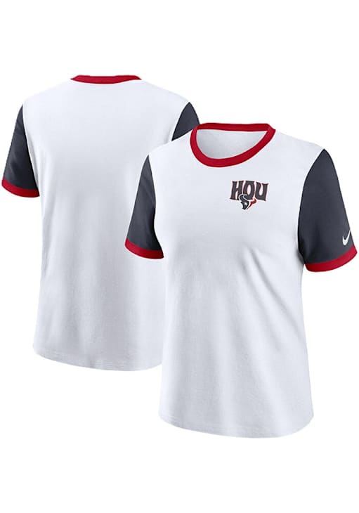 Nike Houston Texans Womens White Rewind Ringer T-Shirt 173206799