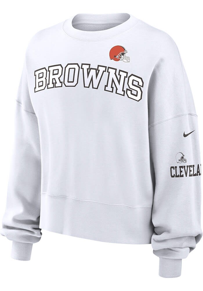 Cleveland Browns Nike Crew Sweatshirt Womens White Oversized Primetime Long Sleeve