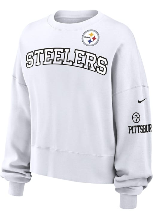 Nike Pittsburgh Steelers Womens White Oversized Primetime Crew Sweatshirt