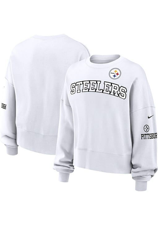 Nike Pittsburgh Steelers Womens White Oversized Primetime Crew Sweatshirt