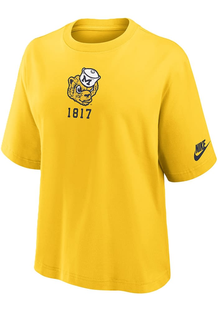 Michigan Wolverines Yellow Nike Boxy Short Sleeve T Shirt