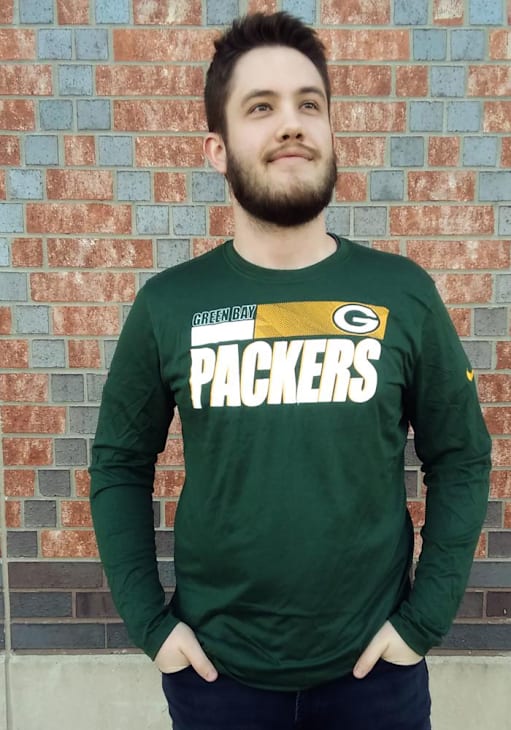 Nike Green Bay Packers GREEN Sideline Logo Legend Long Sleeve T