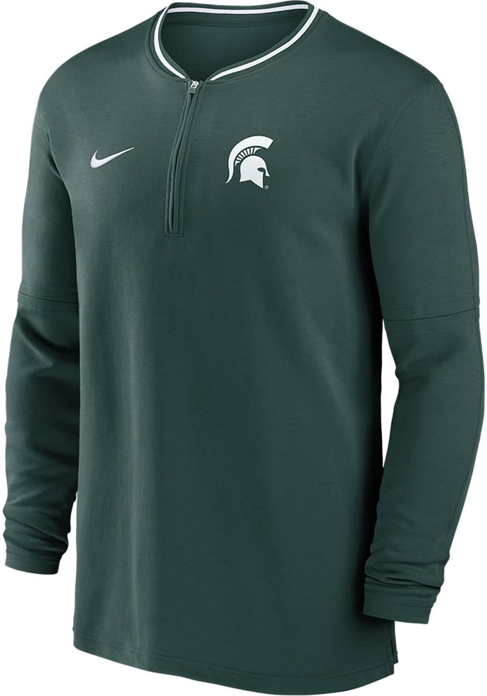 Nike Michigan State Spartans Mens GREEN Sideline Coach Pullover