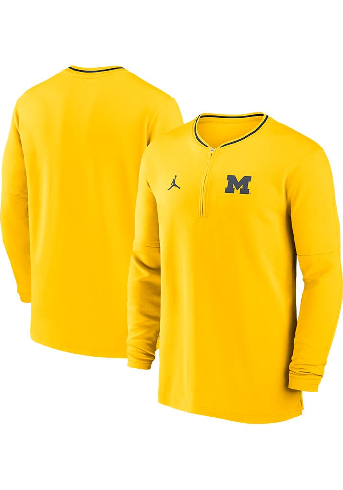 ロンT navy×light yellow 38 Nike Mens MAIZE Michigan Wolverines Sideline Jordan Coach Long