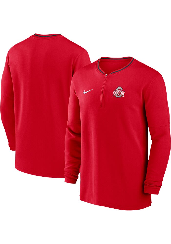 SOLDOUT‼︎ Nike Mens Red Ohio State Buckeyes Sideline Coach Long Sleeve Qtr
