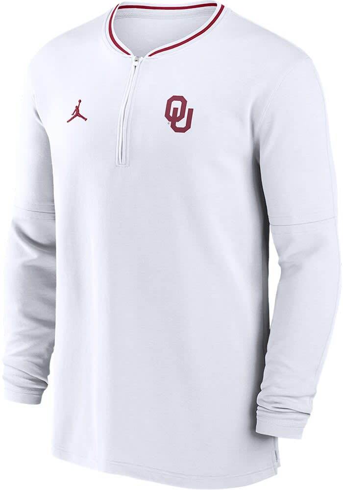 Nike Oklahoma Sooners Mens WHITE Sideline Jordan Coach Pullover
