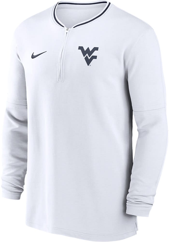 Nike West Virginia Mountaineers Mens WHITE Sideline Coach Pullover