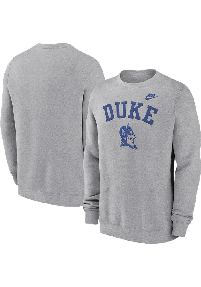 Nike Duke Blue Devils Mens HEATHER GREY Legacy Arch Crew