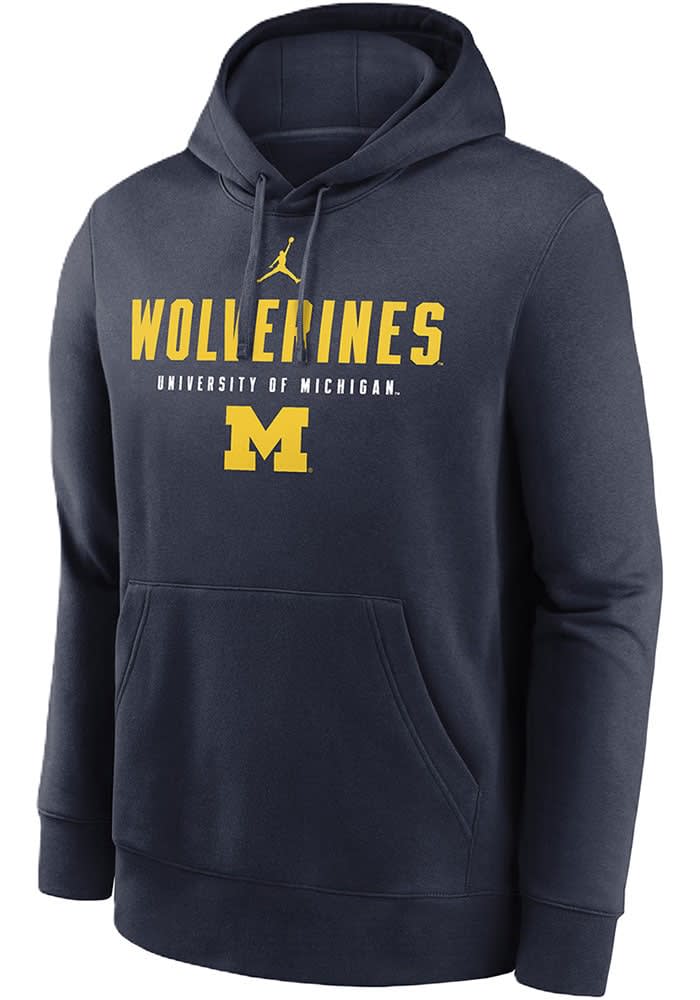 Mens Michigan Wolverines Navy Blue Nike Jordan Dynamic Mascot Hooded Sweatshirt