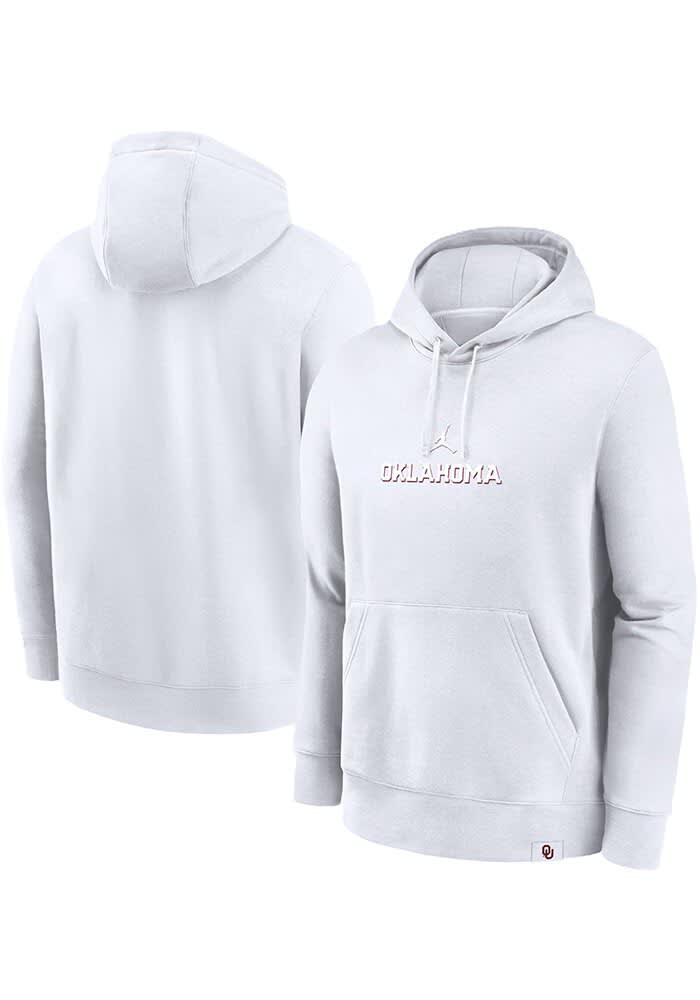 Nike Oklahoma Sooners Mens WHITE Jordan French Terry Club Hoodie