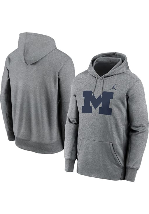 Nike Michigan Wolverines Mens Grey Jordan Primary Endzone Hood