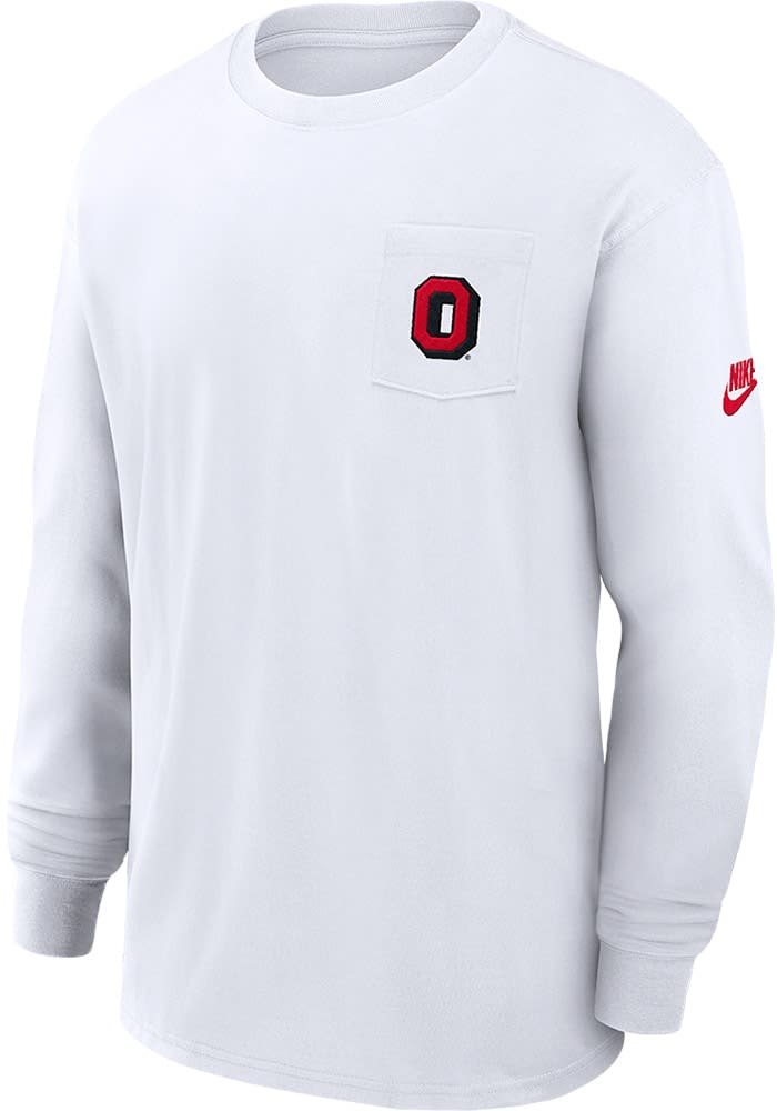 Nike Ohio State Buckeyes Max90 Pocket Long Sleeve T Shirt WHITE