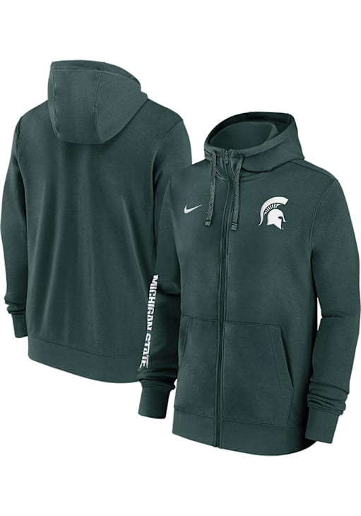 Nike Michigan State Spartans Mens Green Team Issue Club Long Sleeve Full Zip Jacket