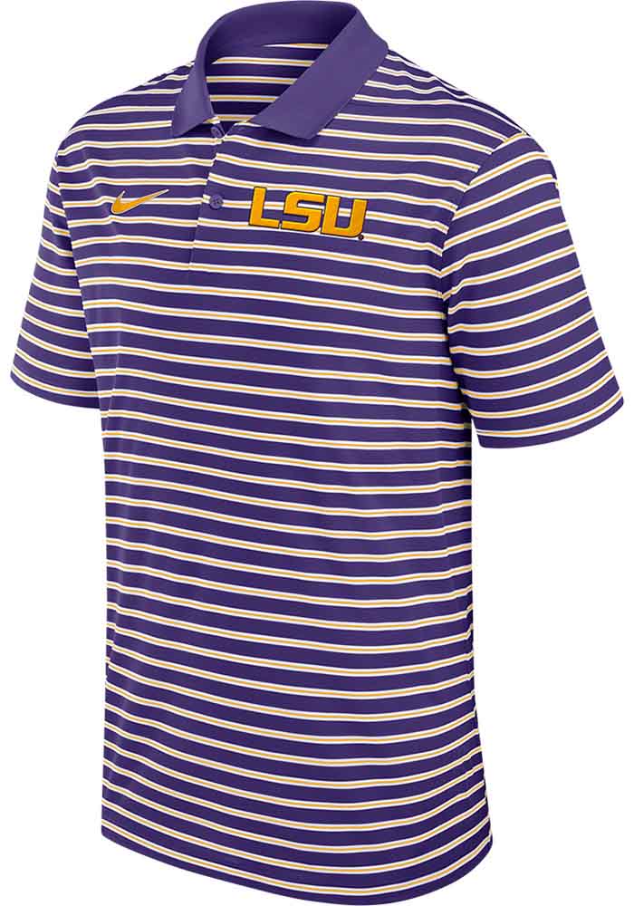 Nike LSU Tigers Mens Stripe PURPLE Short Sleeve Polo