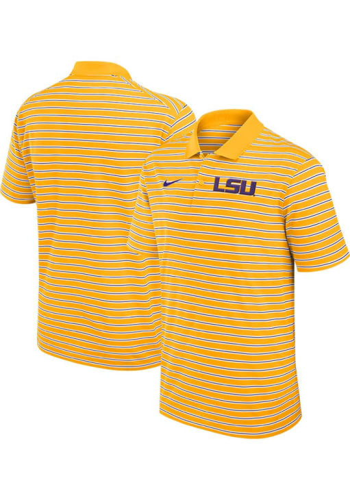 Nike LSU Tigers Mens Gold Stripe Short Sleeve Polo