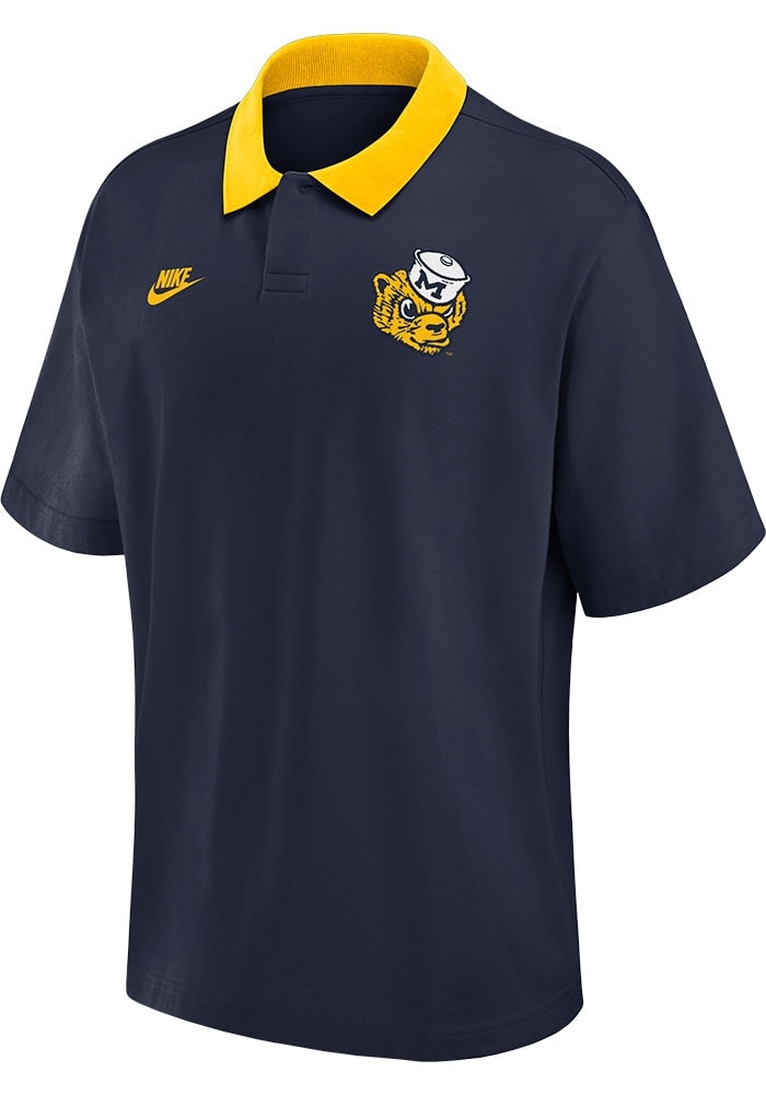 Nike Michigan Wolverines Mens Legacy Jersey NAVY Short Sleeve Polo