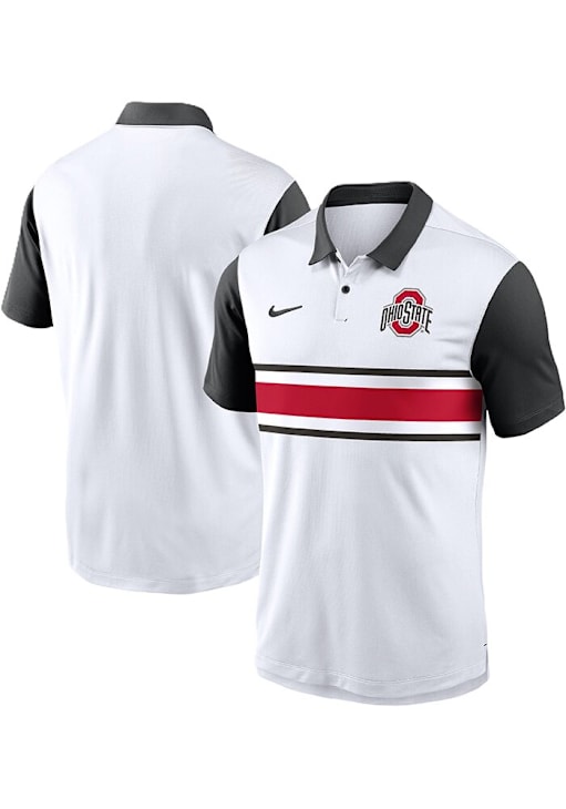 Nike Mens WHITE Ohio State Buckeyes Vapor Short Sleeve Polo Shirt
