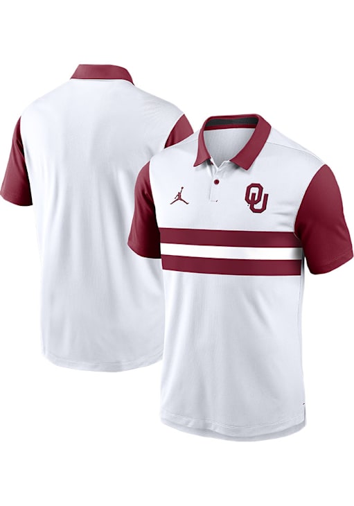 Nike Oklahoma Sooners Mens Jordan Vapor WHITE Short Sleeve Polo