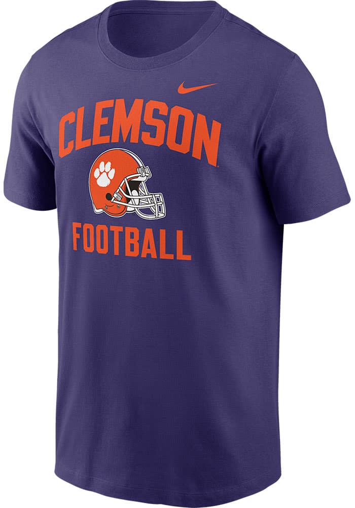 Nike Clemson Tigers PURPLE Football Helmet Short Sleeve T Shirt