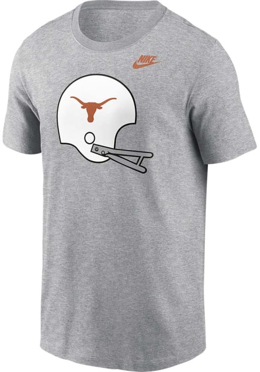 Nike Texas Longhorns Grey Football Helmet Design Short Sleeve T Shirt
