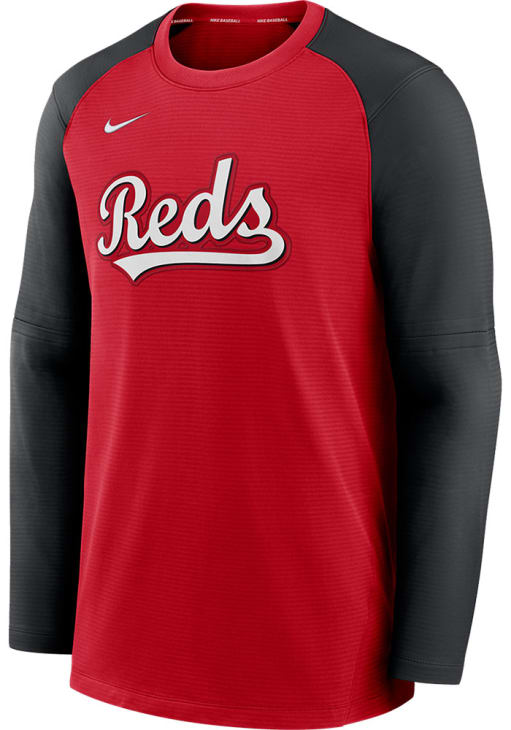 Nike Cincinnati Reds Long Sleeve Crew Top Pregame Sweatshirt - Red
