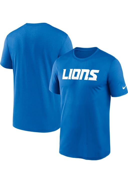 Nike Detroit Lions Blue Legend Wordmark Short Sleeve T Shirt
