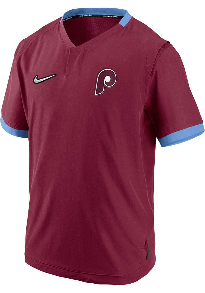 Nike Hot (MLB Philadelphia Phillies) Men's Short-Sleeve Jacket in Red, Size: Small | NKAV69XPP-N1H