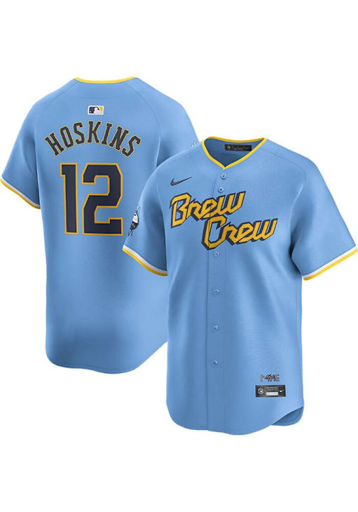 Rhys Hoskins Milwaukee Brewers Mens LIGHT BLUE City Connect 2024