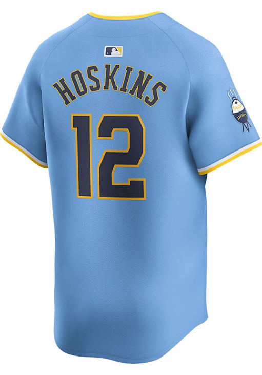 Rhys Hoskins Milwaukee Brewers Mens LIGHT BLUE City Connect 2024