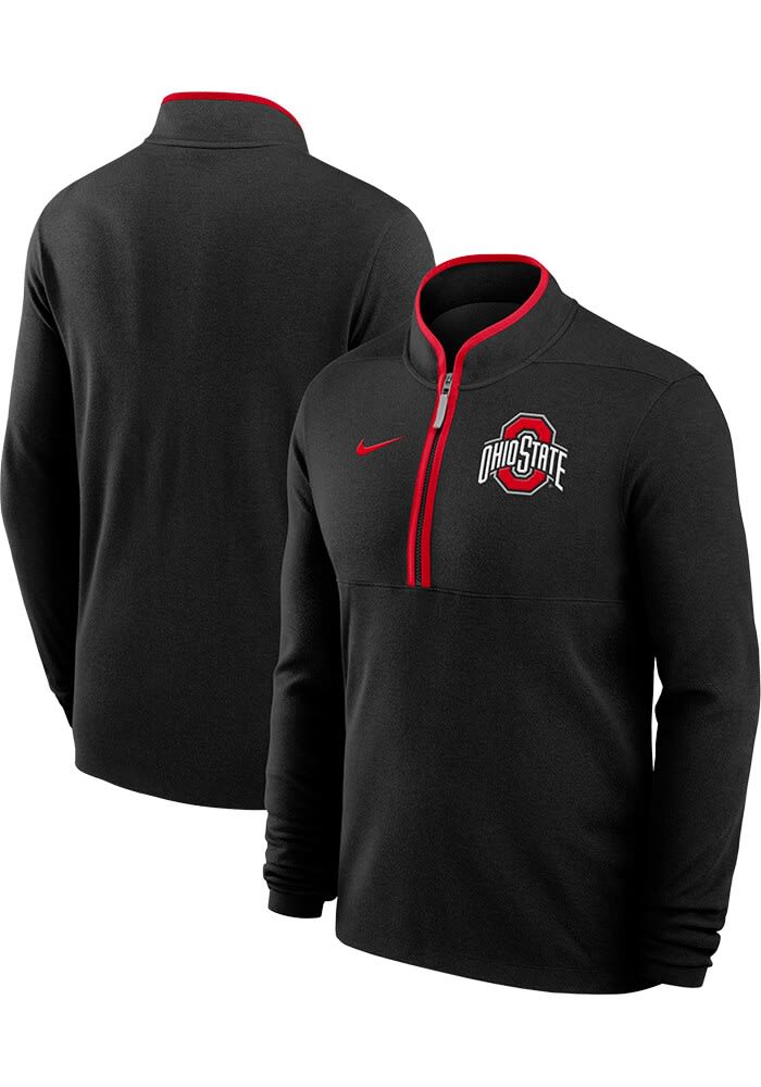Nike Mens BLACK Ohio State Buckeyes Victory Long Sleeve Qtr Zip
